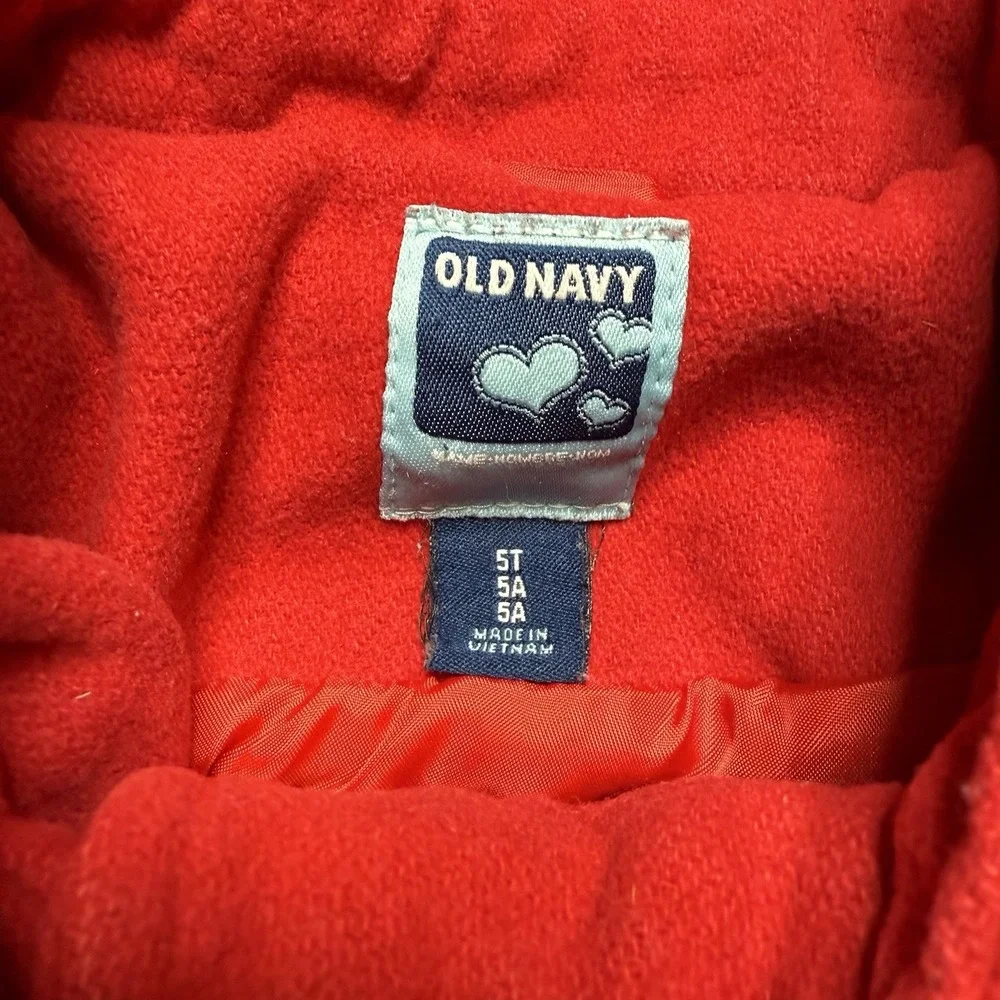 Old Navy Red Toddler Pea Coat with hood‎ 5T